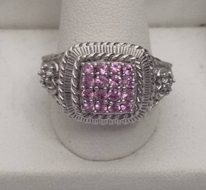 lot 21 image: Judith Ripka 925 Pink Sapphire CZ Accented Statement Ring