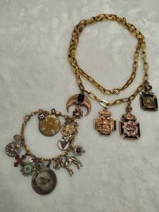 lot 37 image: Masonic Necklace & Bracelet wCharms