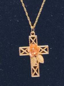 lot 103 image: 10K Cross Pendant & 14K GF Chain