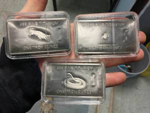 lot 108 image: (3) Titanium - 1 Troy Ounce Bars
