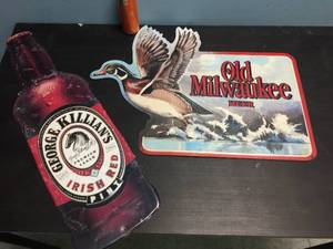 lot 129 image: Vintage Old Milwaukee & Killian - Embossed Tin Signs