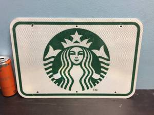 lot 130 image: Aluminum Starbucks Reflective Sign 24 x 18