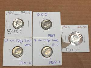 lot 143 image: (5) Roosevelt Error Dimes - As Marked - 2 Silver