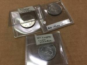 lot 147 image: 3 U.S. Quarters Marked - No (Copper) Clad Visible - Errors