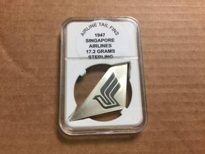 lot 174 image: 1947 Singapore Airlines 17.2 Grams Sterling - Commemorative Tail Fin