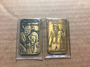 lot 176 image: (2) Bronze Bars - Elvis Presley - Gene AutryRoy Rodgers - Dale Evans