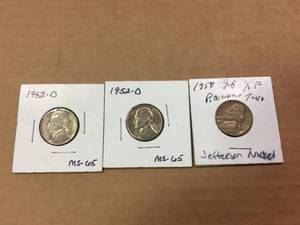 lot 181 image: (3) 1950s Jefferson Nickels - Higher GradeRainbow Tone