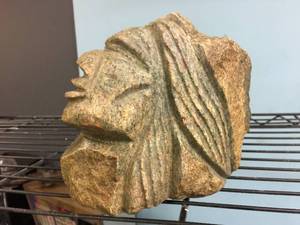 lot 207 image: Indian Chief - Carved Stone - Signed