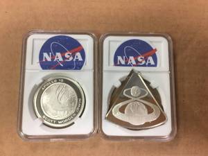 lot 221 image: (2) NASA Sterling Commemorative 198-19.9 Grams