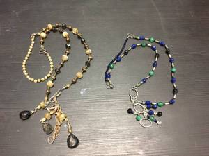 lot 229 image: (2) Lanyard - SmokeyYellow Quartz & LapisGreen Jade