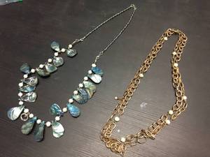lot 230 image: (2) Necklace - Freshwater Cultured Pearls & AbalonePearlsHematite