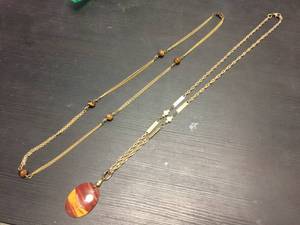 lot 232 image: (2) Necklace - Tiger Eye & Fresh Water PearlJasper