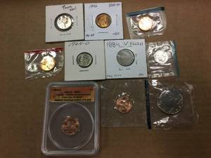 lot 246 image: 1884 V Nickel - 1964 Dimes - Pennies - Half Dollar