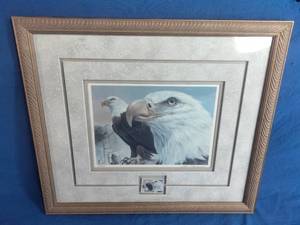 lot 70 image: American Bald Eagle Foundation - Ltd.Ed. Print & Stamp 1984 by Mario Fernandez. Double Signed