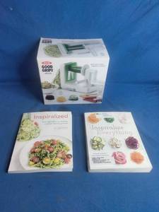 lot 97 image: OXO Good Grips Tabletop Spiralizer and 2 Inspiralize Books