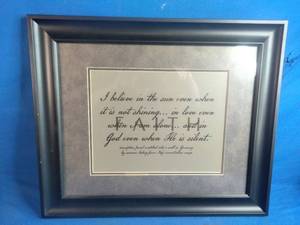 lot 101 image: Framed piece of Christian wall art featuring an inspirational message.