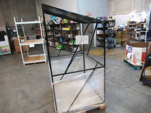 lot 129 image: Welded Black Metal Frame Built to Fit Onto Pallets with Angled Roof - Perfect for Projects
