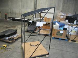 lot 144 image: Welded Black Metal Frame Built to Fit Onto Pallets with Angled Roof - Perfect for Projects