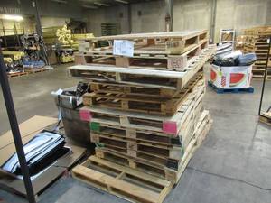 lot 142 image: Stack of Various Oversized Pallets - Perfect for Projects