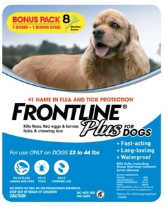 lot 268 image: Frontline Plus Flea and Tick Dog Treatment 23-44 lb, 71 Doses