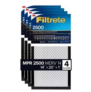 lot 353 image: NEW 3M 2500 Series Filtrete 1 Filter, 4-pack 14x20x1