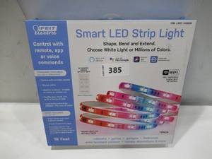 lot 385 image: Feit Electric, Wi-Fi Smart 16 Indoor Outdoor Flexible LED Strip Light w Remote