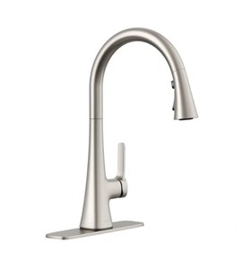 lot 389 image: Kohler Guild Pull-down Kitchen Sink Faucet with Three-function Sprayhead - Stainless