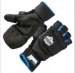 lot 710 image: NEW Ergodyne ProFlex 816 Thermal Half Finger Winter Work Gloves - EN 388 2231X, Flip-Top Mittens - LARGE