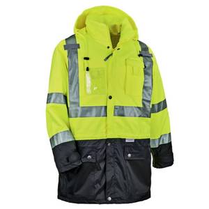 lot 768 image: NEW Ergodyne GloWear 8386 Hi-Vis Shell Jacket - Type R, Class 3 - LIME - SMALL