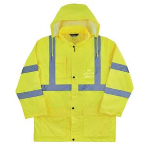 lot 831 image: NEW Ergodyne GloWear 8366 Lightweight Hi-Vis Rain Jacket - Type R, Class 3 LIME - LARGE