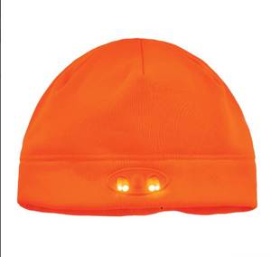 lot 857 image: NEW Ergodyne N-Ferno 6804 Performance Fleece Beanie Winter Hat with LED Lights - ORANGE - OSFM