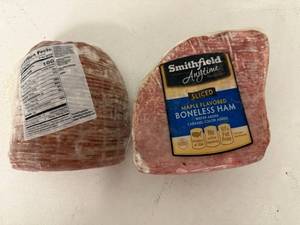lot 98 image: E. 4.95lbs Smithfield Sliced Boneless Ham-Maple Flavored