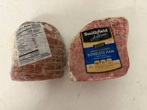 lot 100 image: E. 4.50lbs Smithfield Sliced Boneless Ham-Maple Flavored