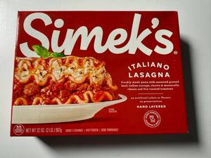 lot 140 image: EE. 2lbs Simeks Italiano Lasagna