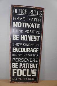 lot 199 image: Novelty Metal Sign - Office Rules