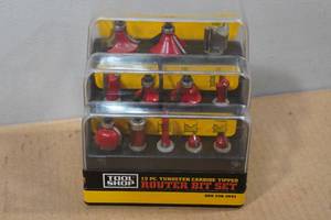 lot 217 image: Tool Shop 12-Piece Tungsten Carbide Tipped Router Bit Set