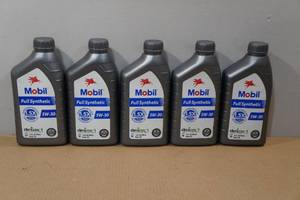 lot 222 image: 5 Mobil Full Synthetic 5W-30 Oil Quarts