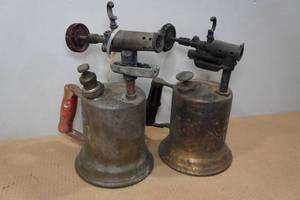 lot 250 image: 2 Antique Brass Blow Torches