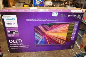 lot 264 image: Broken Philips 65 QLED TV
