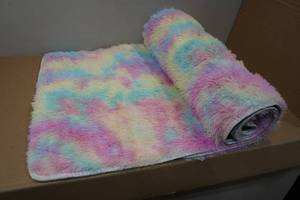 lot 61 image: Rainbow Faux Fur Runner Rug - 2x7