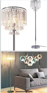 lot 32 image: Modern Elegance Crystal Floor Lamp - Chrome Finish