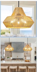 lot 38 image: Boho Rattan Chandelier Light