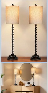 lot 46 image: Set of 2 Table Lamps - 30 Tall - Black