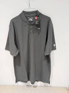 lot 19 image: NEW UNDER ARMOUR LARGE GOLF POLO GRAY