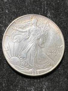 1986 AMERICAN SILVER EAGLE 1 TROY OZ .999 FINE SILVER