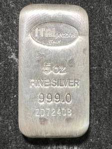 5 TROY OZ .999 FINE SILVER ITALPREZIOSI BAR