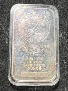 1 TROY OZ .999 FINE SILVER SUNSHINE MINTING BAR IN AIRTITE