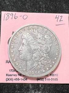 lot 13 image: 1896-O US MORGAN SILVER DOLLAR