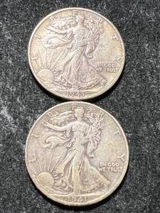 lot 16 image: 2 US WALKING LIBERTY HALF DOLLARS 1941-D 1943