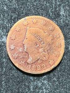 lot 22 image: 1822 US CORONET HEAD LARGE CENT